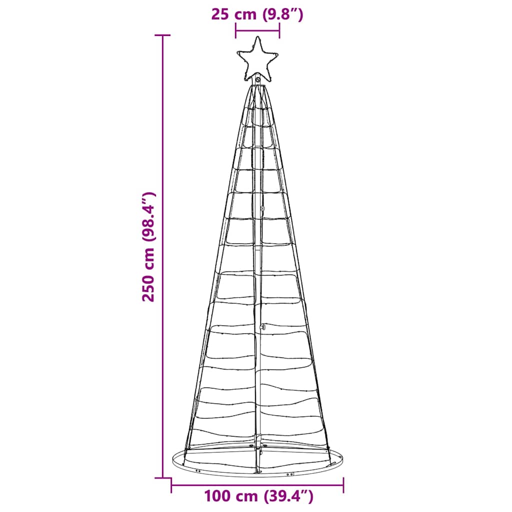 LED Christmas Tree with 390 LEDs Warm White 250 cm Iron